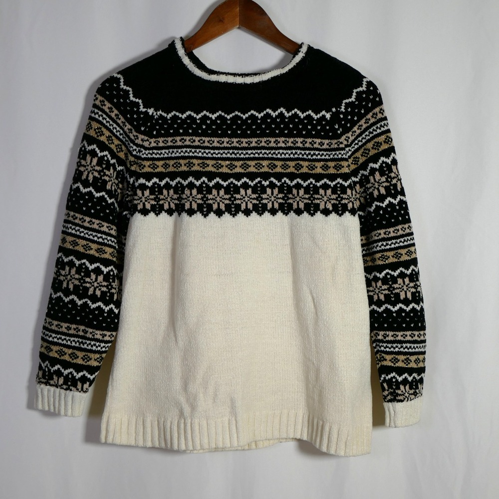VTG Erika Womens Nordic Birdseye Sweater Size M Petite Cabincore Heritage Winter